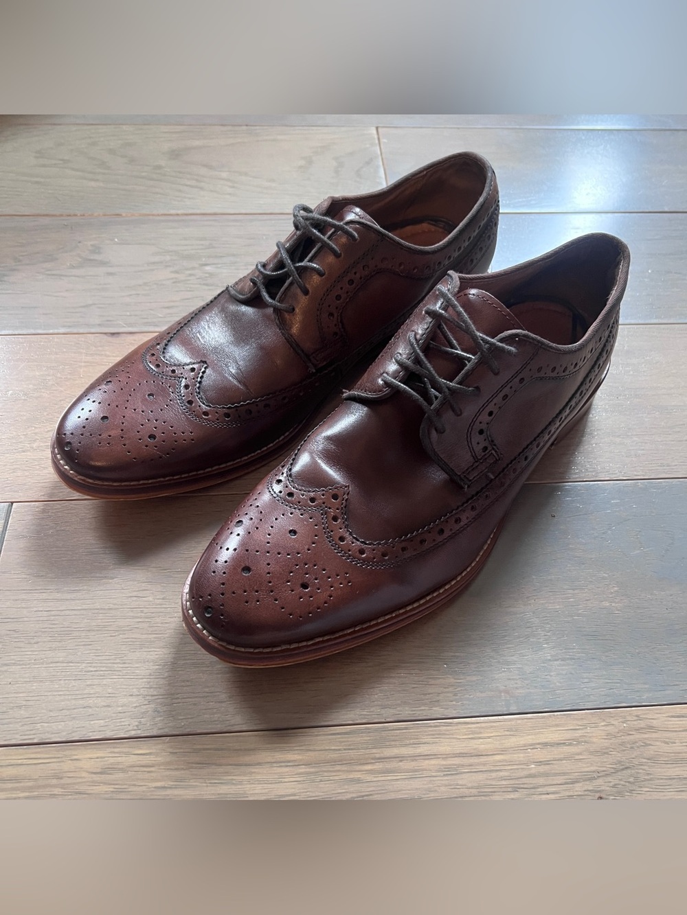 Johnston & Murphy Conard Wingtip Oxford in Mahogany Italian Calfskin. Size 9M